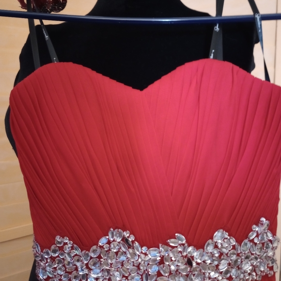 REDUCED! SPEECHLESS Red Strapless Sweetheart Micro Mini NWT Sz 3 - Picture 3 of 15